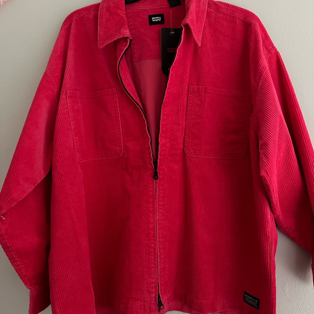 Hot pink Levi’s corduroy jacket